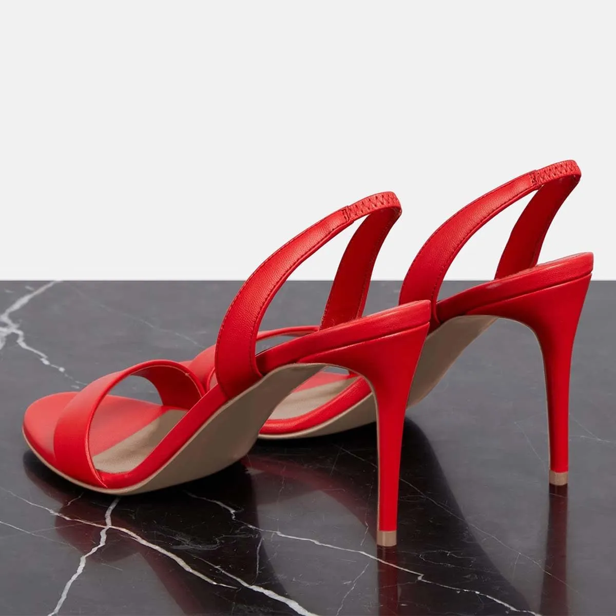 Pazzion Women Sexy Open Round Toe Stilettos Sandals Elastic Slingback Strap Slip On High Heels Pumps Chic Event Ballroom Shoes Size 4-16 US