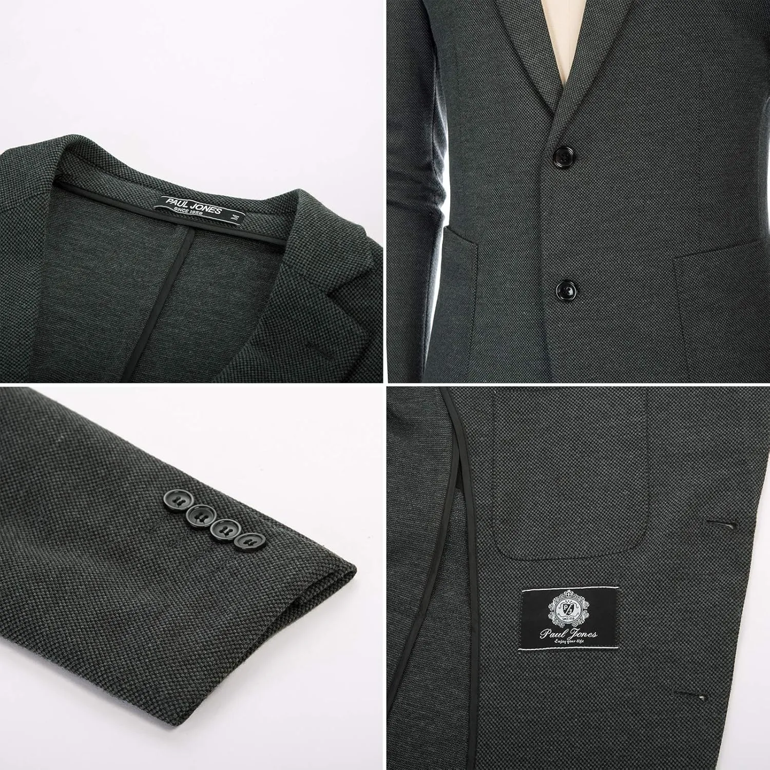 PJ PAUL JONES Men's Casual Knit Blazer Suit Jackets Two Button Lightweight Unlined Sport Coat