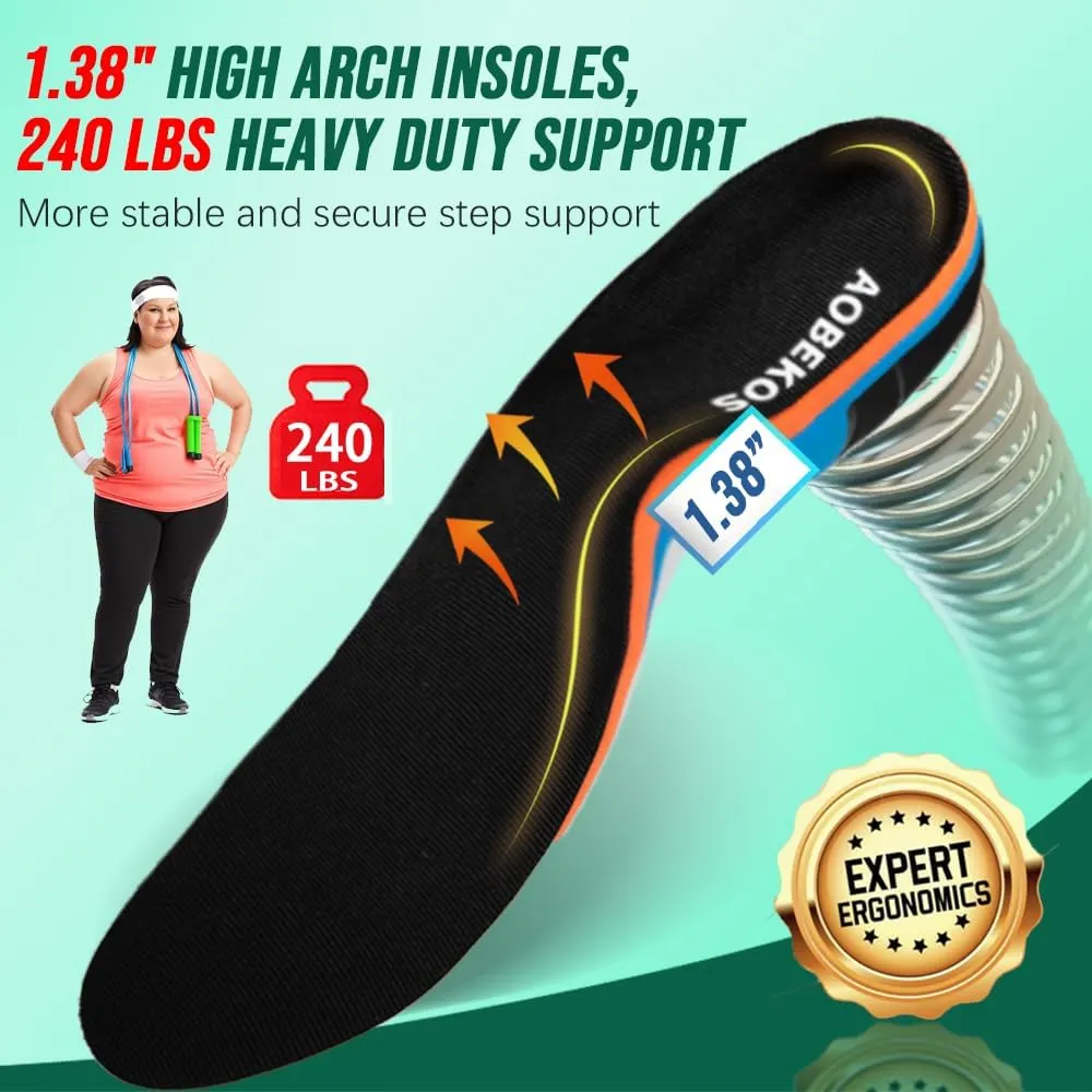 Plantar Fasciitis Relief Insoles Men-240 lbs High Arch Support Shoe Inserts for Women,Comfort EVA Orthotics Insert Absorb Shock Work Boot Shoe Insole for Flat Feet, Pronation, Heel & Foot Pain