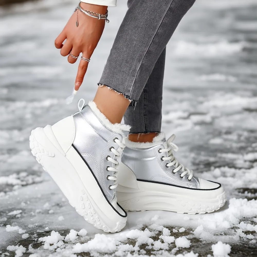 Platform Winter Shoes for Women,Warm Casual Sneakers,Lightweight Classic Snows Shoes