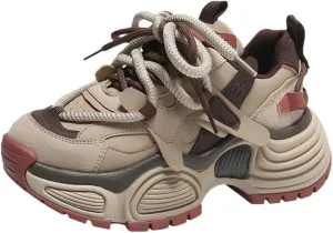PU Leather Y2K Chunky Platform Wedge Sneakers with Breathable Comfort and 2.4 Inch Height Boost for Walking Outdoor Streetwear and Everyday Commuting Look