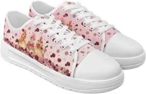 Red Rose Girls Canvas Sneakers Casual Work Animal Print Slip On Tennis Shoes Arch Support Footwear with White Sole