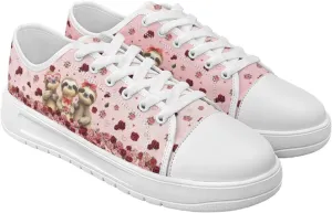 Red Rose Girls Canvas Sneakers Casual Work Animal Print Slip On Tennis Shoes Arch Support Footwear with White Sole