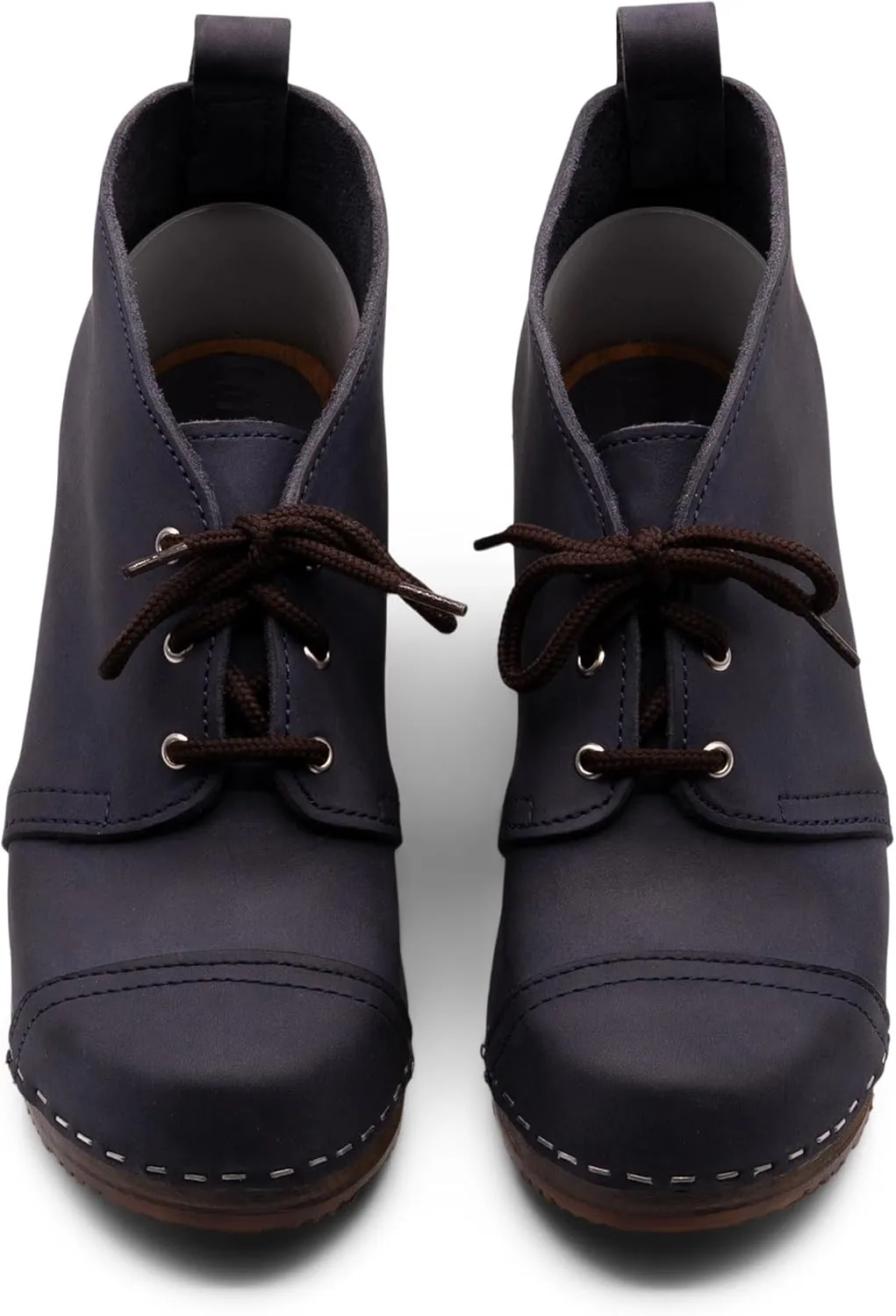 Sandgrens Handmade Swedish Wood Clogs for Women, High Heel Boots | Chukka Cap Toe