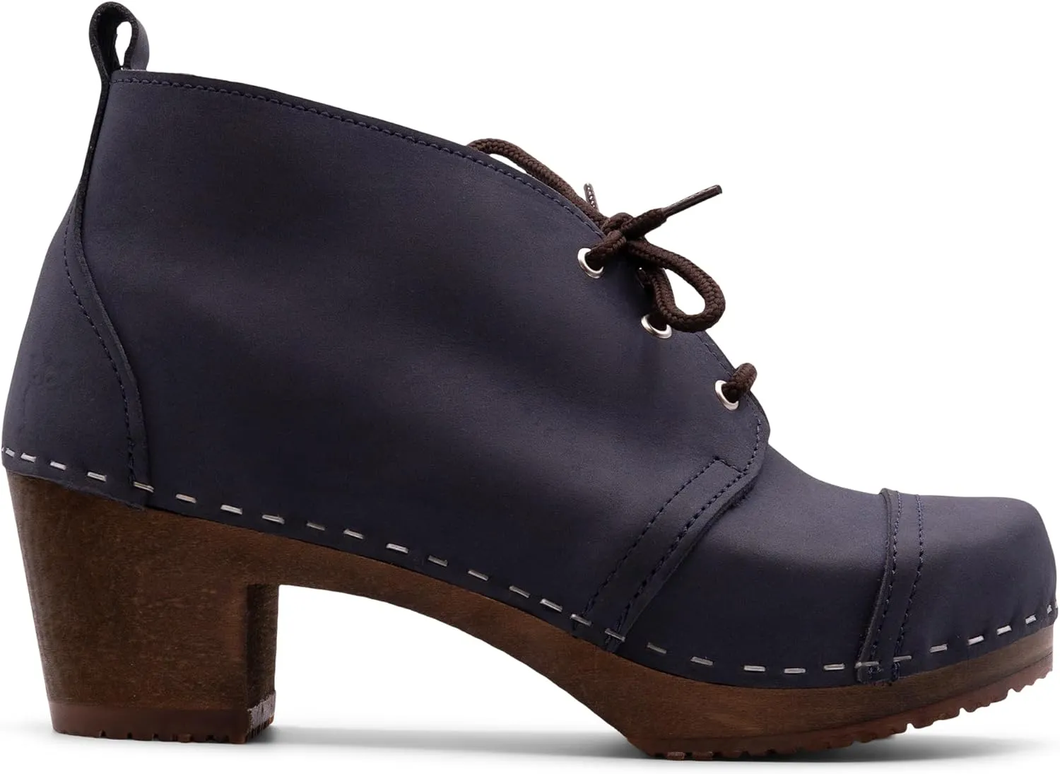 Sandgrens Handmade Swedish Wood Clogs for Women, High Heel Boots | Chukka Cap Toe