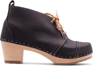 Sandgrens Handmade Swedish Wood Clogs for Women, High Heel Boots | Chukka Cap Toe