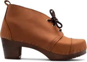 Sandgrens Handmade Swedish Wood Clogs for Women, High Heel Boots | Chukka Cap Toe