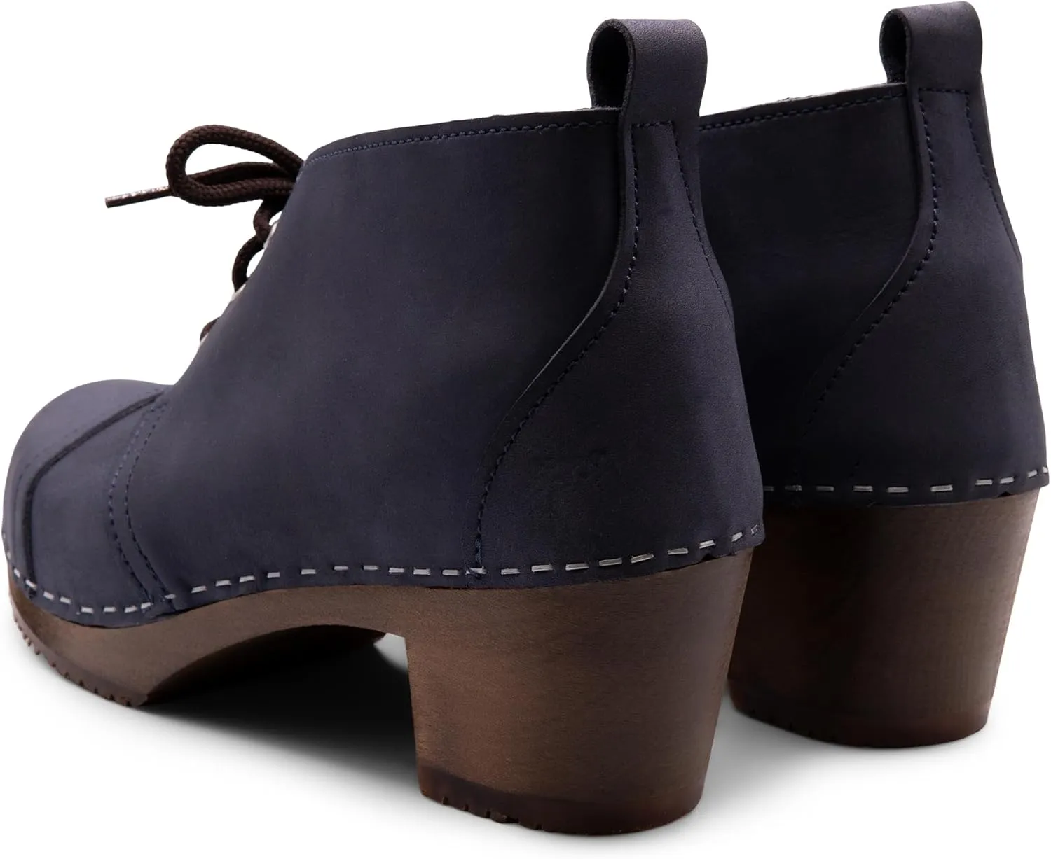 Sandgrens Handmade Swedish Wood Clogs for Women, High Heel Boots | Chukka Cap Toe