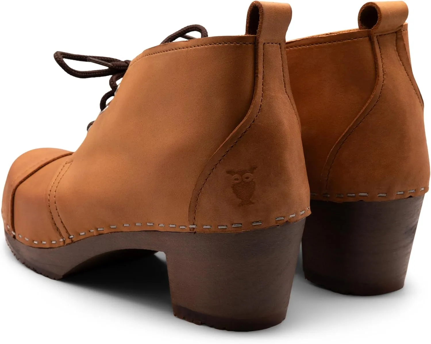 Sandgrens Handmade Swedish Wood Clogs for Women, High Heel Boots | Chukka Cap Toe