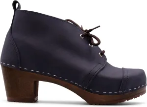 Sandgrens Handmade Swedish Wood Clogs for Women, High Heel Boots | Chukka Cap Toe