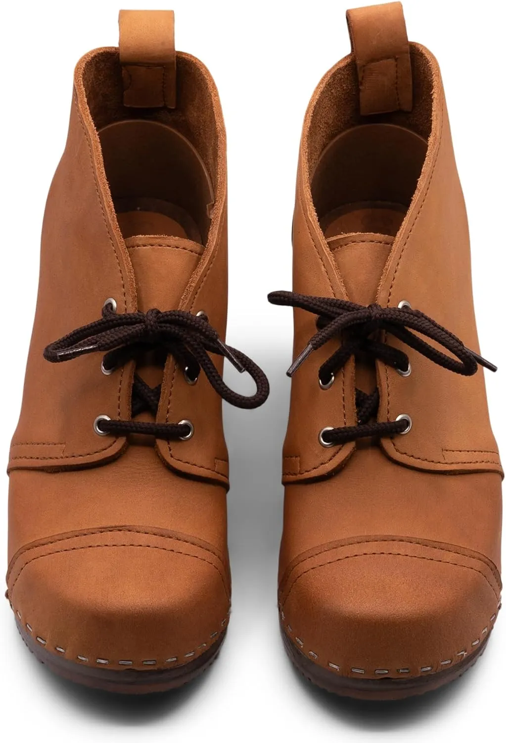 Sandgrens Handmade Swedish Wood Clogs for Women, High Heel Boots | Chukka Cap Toe