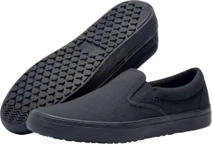 Shoes for Crews Merlin, Slip-On, Men's, Women's, Unisex, Slip Resistant Work Shoes, Black Canvas, Men's Size 9, Women's Size 10.5