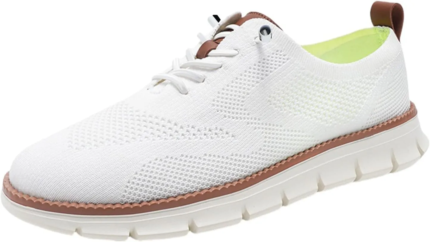 Shoes for Men Mens Mesh Oxfords Sneakers Business Casual Dress Lace-Up Walking Shoes Tennis Comfortable Sneakers Slip On Boat Shoes Lightweight Soft Sole & Breathable Fashion Sneakers