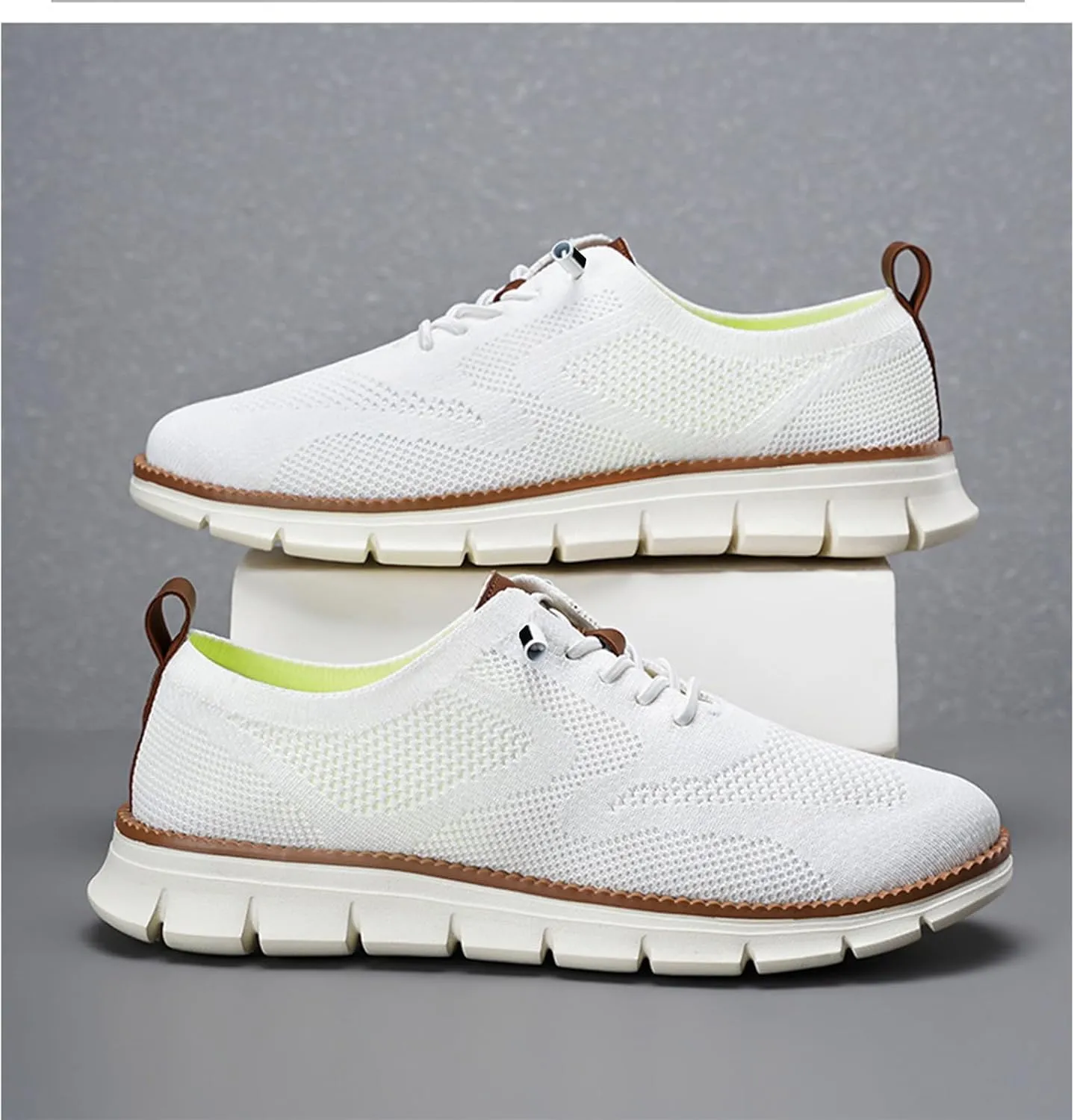 Shoes for Men Mens Mesh Oxfords Sneakers Business Casual Dress Lace-Up Walking Shoes Tennis Comfortable Sneakers Slip On Boat Shoes Lightweight Soft Sole & Breathable Fashion Sneakers