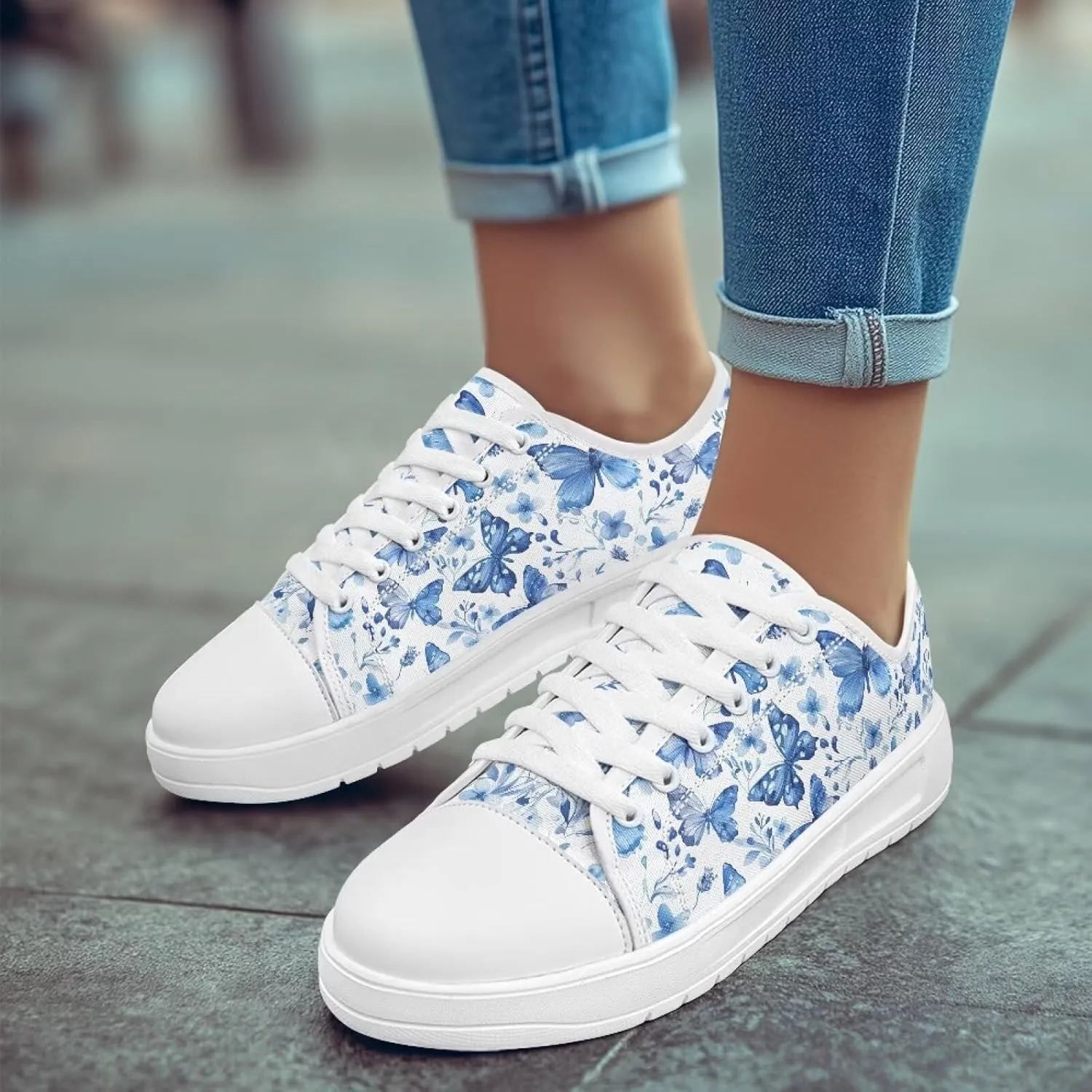 Slip on Sneakers Womens Wide Width Casual Breathable Polyester Running Sneakers Lightweight Low Top Soft Sole Walking Shoes