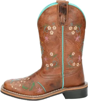 Smoky Mountain Boots Girls' Floralie Western Boot, Big Kid, Brown/Turquoise, Medium, Size 4 US