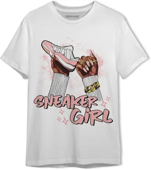 Sneaker Girl Nail Unisex Matching 11s Low Legend Pink Graphic T-Shirt for Men Women, Black, White