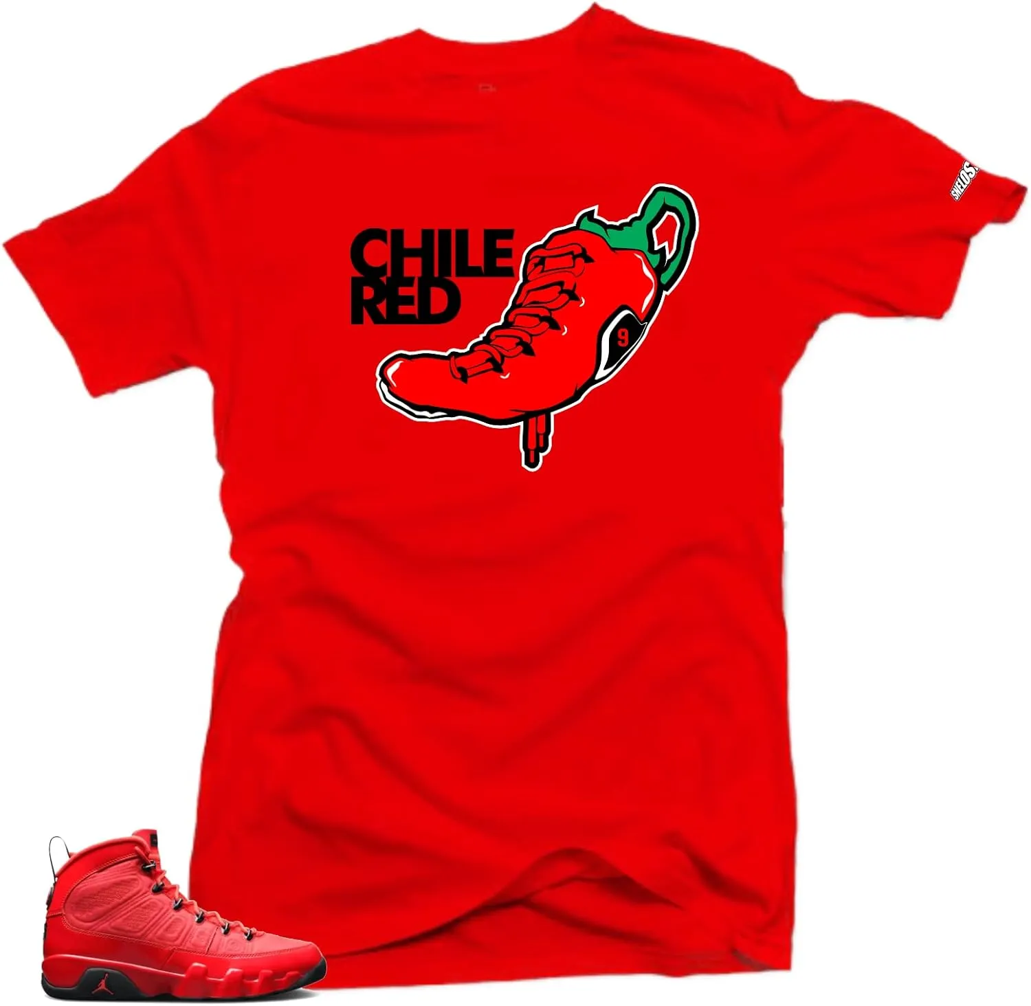 SNELOS Shirt to Match Jordan 9 Chile Red Match Sneaker Tee