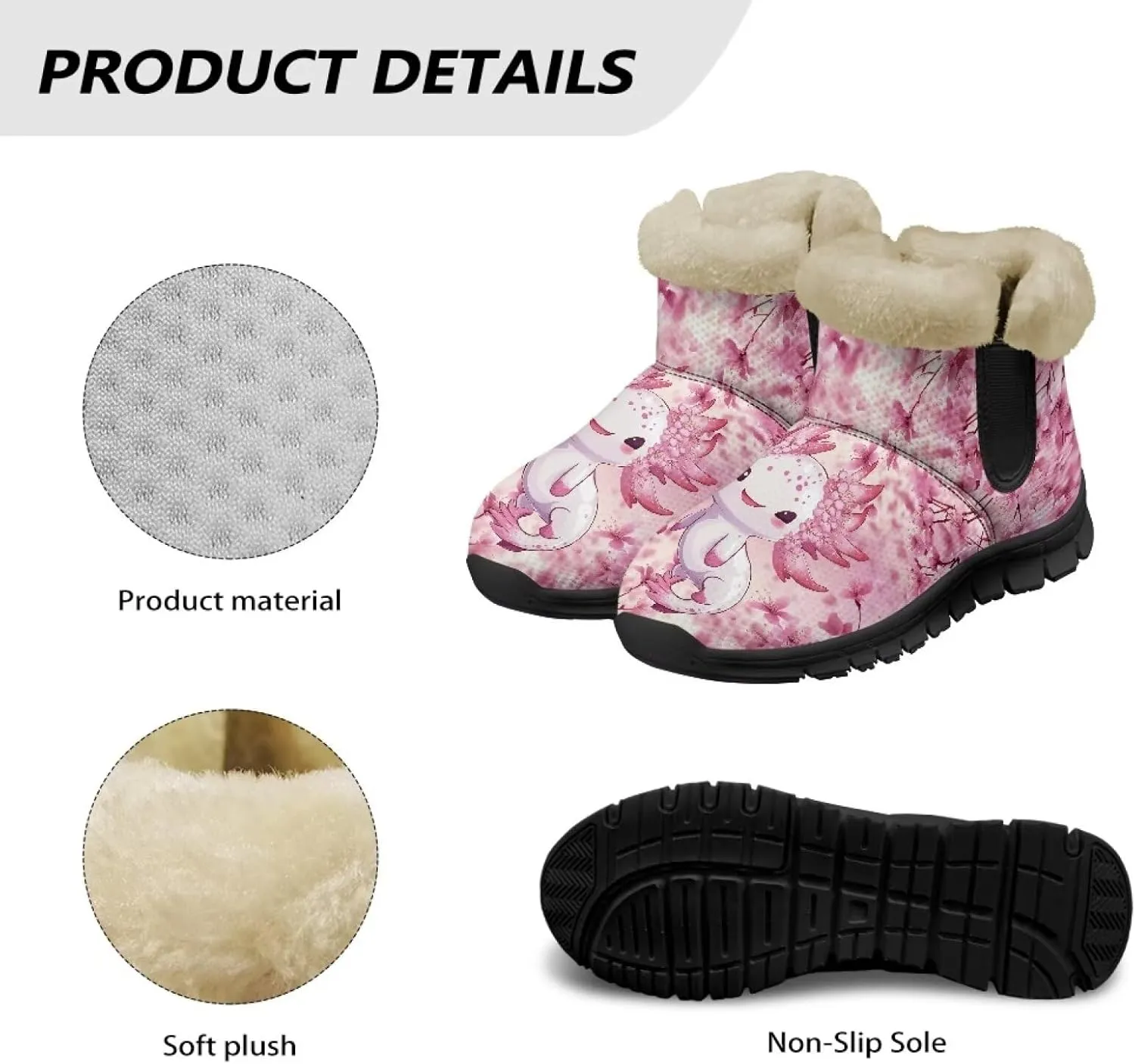 Snow Boots for Women Cute Animal Print Warm Ankle Booties Anti-Slip Waterproof Outdoor Winter Snowboots 6-12