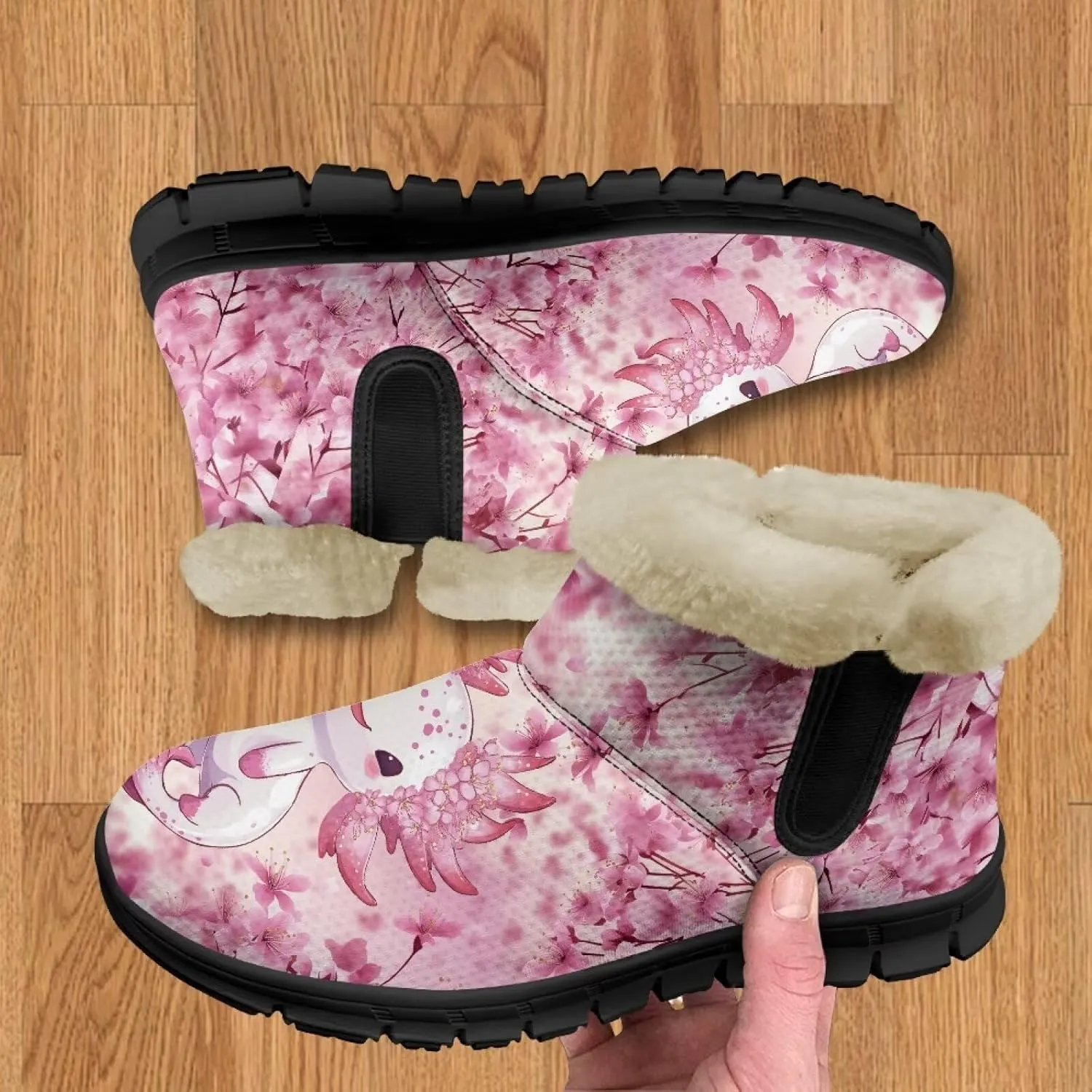 Snow Boots for Women Cute Animal Print Warm Ankle Booties Anti-Slip Waterproof Outdoor Winter Snowboots 6-12