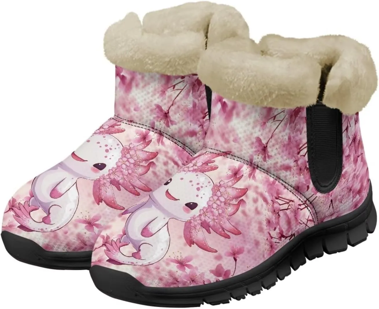 Snow Boots for Women Cute Animal Print Warm Ankle Booties Anti-Slip Waterproof Outdoor Winter Snowboots 6-12