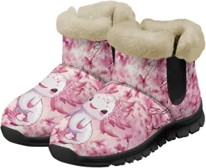 Snow Boots for Women Cute Animal Print Warm Ankle Booties Anti-Slip Waterproof Outdoor Winter Snowboots 6-12