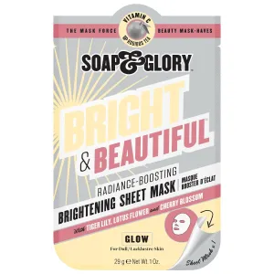 Soap & Glory Bright & Beautiful Brightening Sheet Face Mask - Vitamin C   White Flower Exfoliating Sheet Mask - Brilliance Boosting Face Mask for Dull Skin (29g)