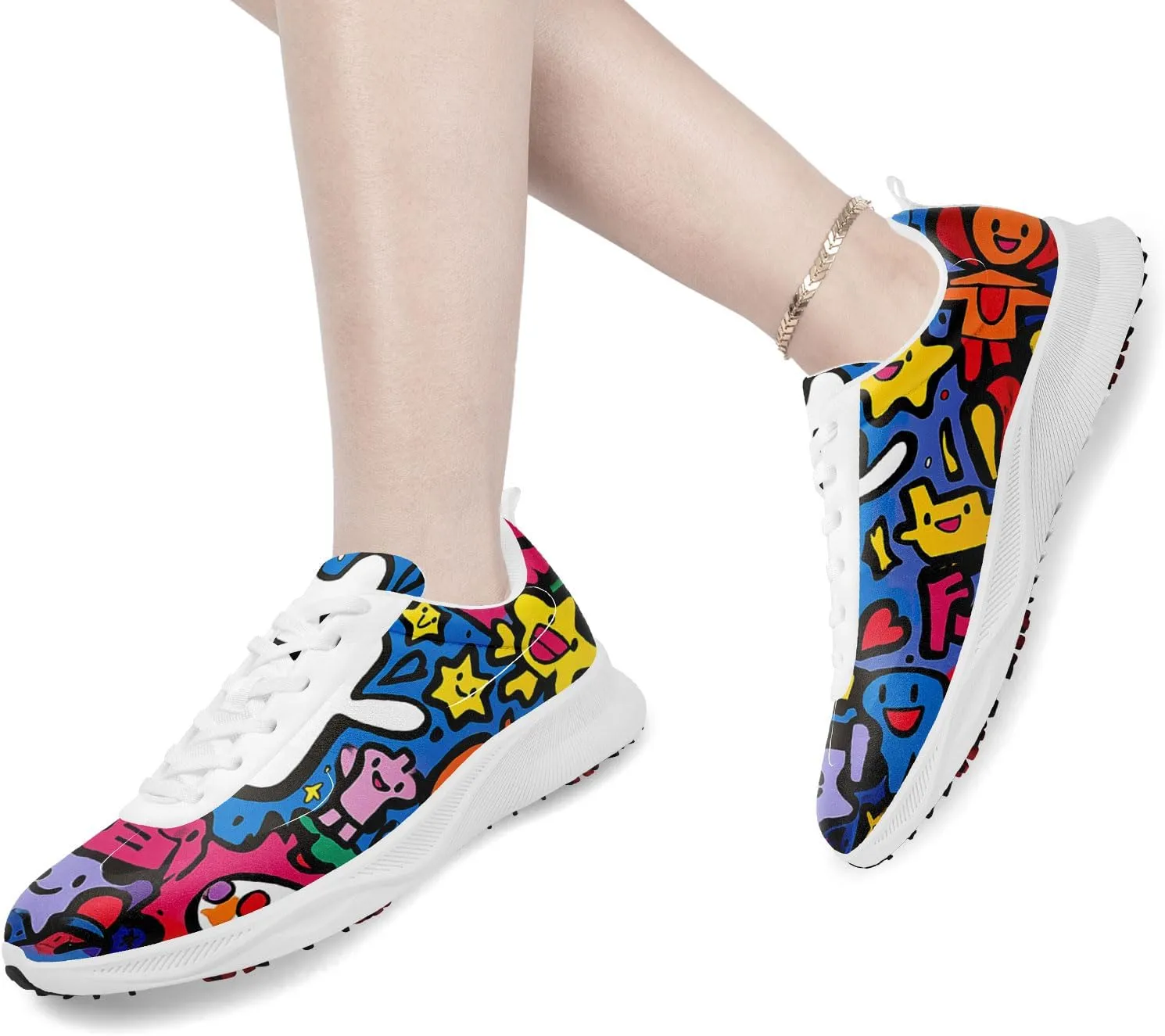 Spikeless Golf Shoes for Men, Artistic Design Women's Breathable Golf Sneakers with Heel Ventilation Sport Trainers