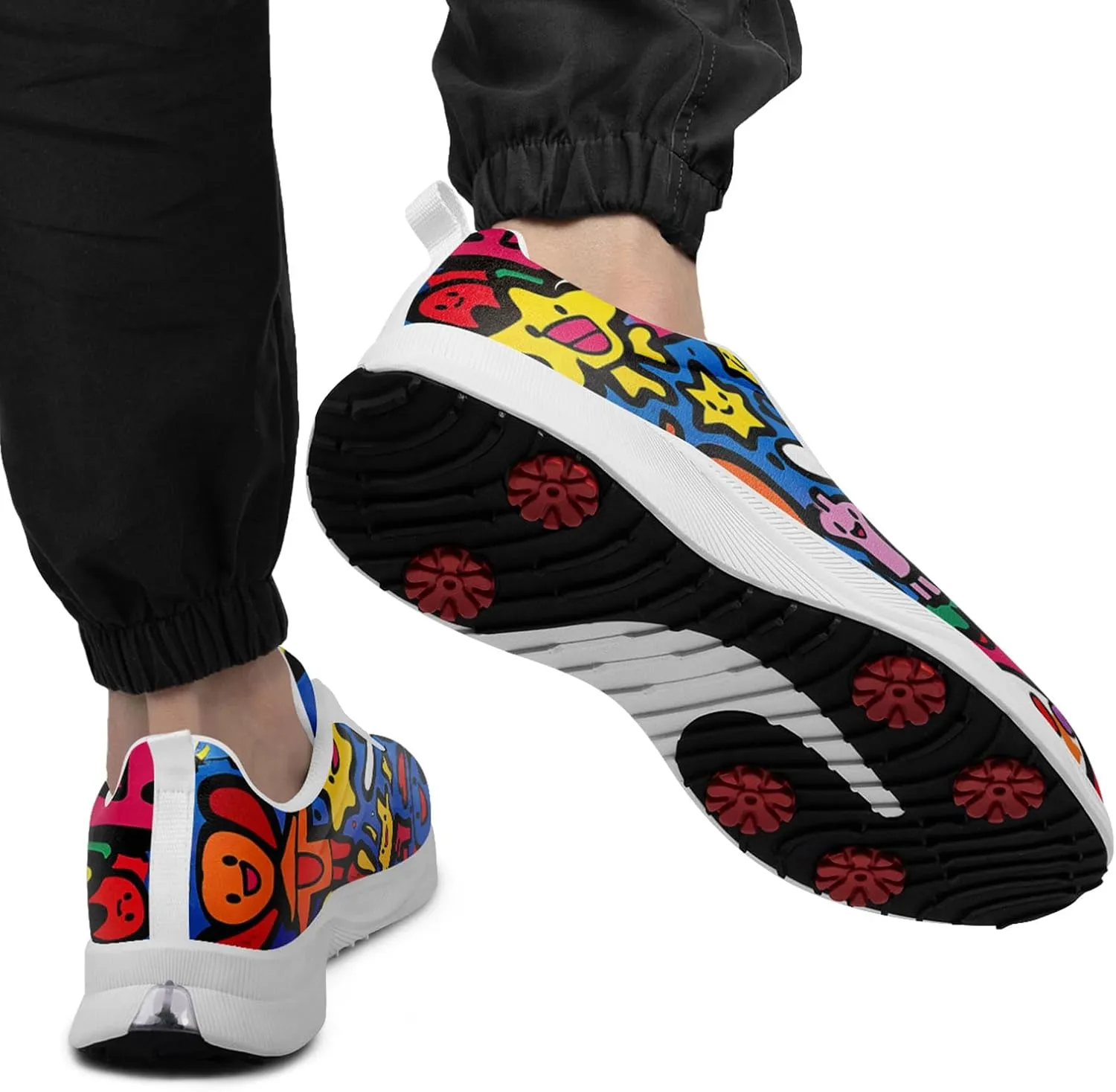 Spikeless Golf Shoes for Men, Artistic Design Women's Breathable Golf Sneakers with Heel Ventilation Sport Trainers