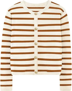 Striped Cardigan Sweaters for Women Long Sleeve Button Fall Trendy Pockets Sweater Jackets Knit Tops Cardigan