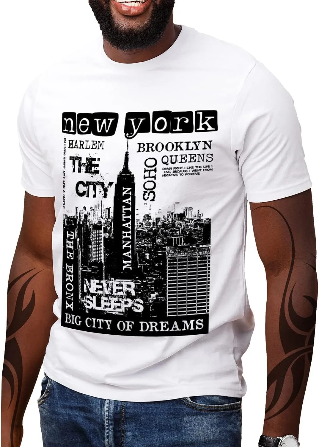 Swag Point Men’s Graphic T Shirts – 100% Cotton Short Sleeve Urban Casual Tops Streetwear Hip Hop Hipster Tee