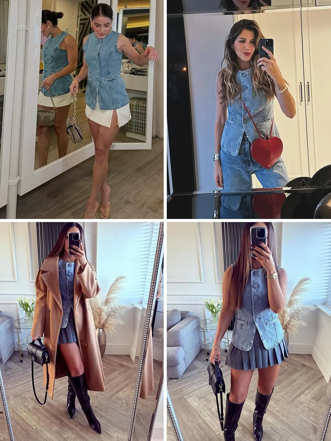 Tankaneo Womens Button Down Denim Vest Tops Sleeveless Fitted Jean Tank Tops Summer Trendy Casual Waistcoat