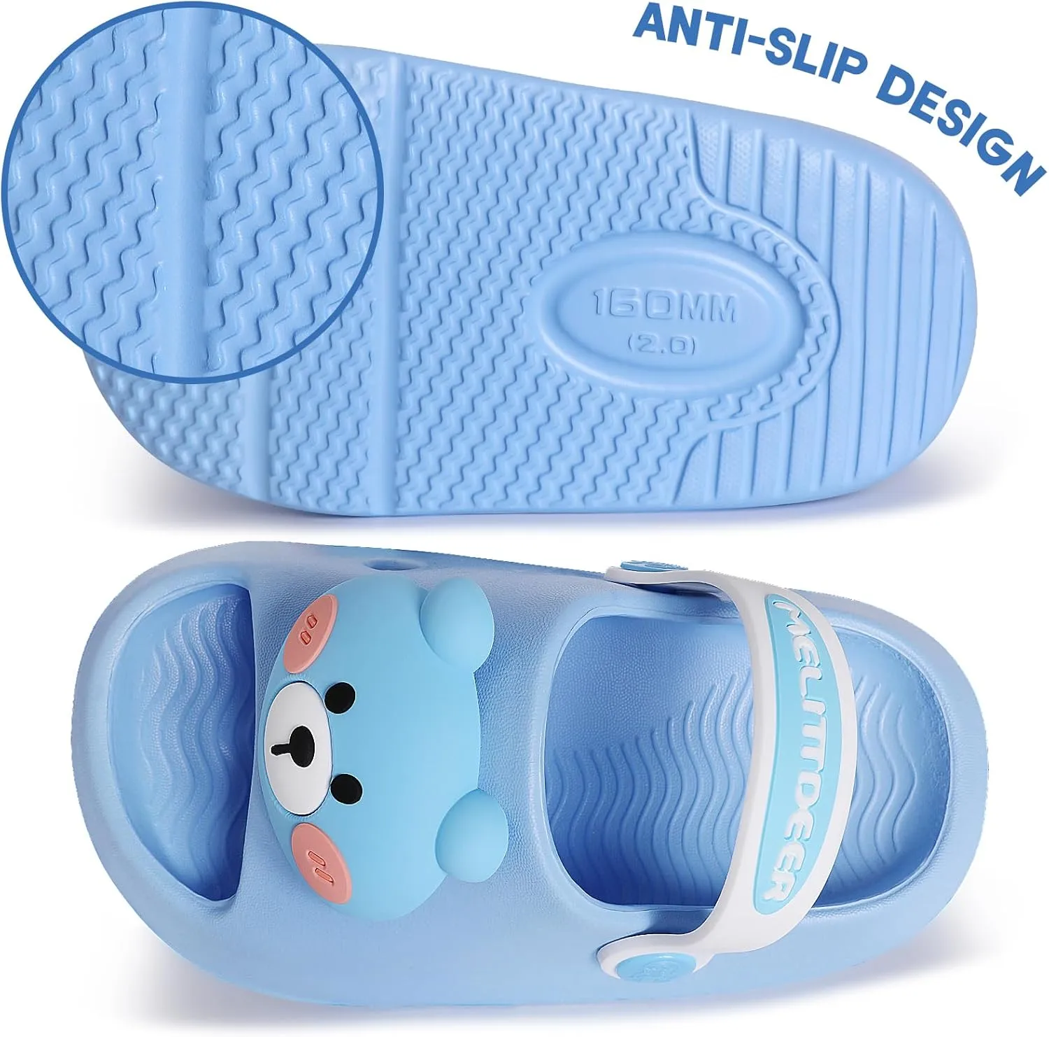 techcity Toddler Little Kids Slide Sandals Cute Summer Shower Beach Pool Slippers Thick Sole Slip On Sandals Water Shoes with Backstrap Boys Girls Clogs