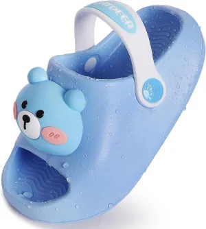 techcity Toddler Little Kids Slide Sandals Cute Summer Shower Beach Pool Slippers Thick Sole Slip On Sandals Water Shoes with Backstrap Boys Girls Clogs