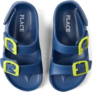 The Children's Place Baby Boys and Toddler Everyday Double Buckle Slide Sandals with Backstrap