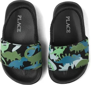 The Children's Place Baby Boys and Toddler Everyday Slide Sandals with Backstrap, Dino Glow Camo, 5