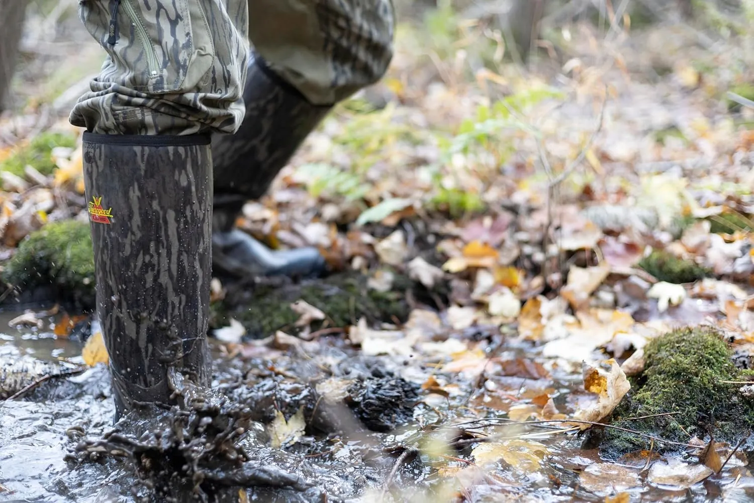 Thorogood Infinity FD 17” Waterproof Rubber Hunting Boots for Men - Mossy Oak Bottomland Camo Neoprene with Moisture-Wicking Lining and Self-Cleaning Traction Outsole