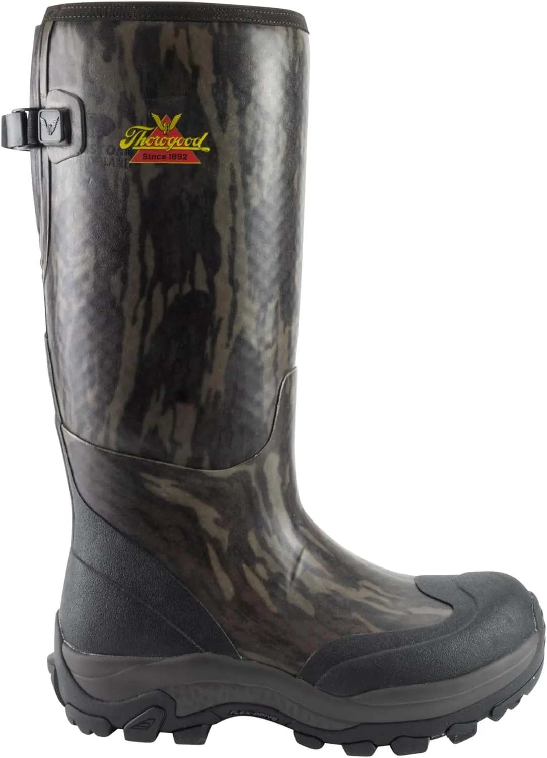 Thorogood Infinity FD 17” Waterproof Rubber Hunting Boots for Men - Mossy Oak Bottomland Camo Neoprene with Moisture-Wicking Lining and Self-Cleaning Traction Outsole