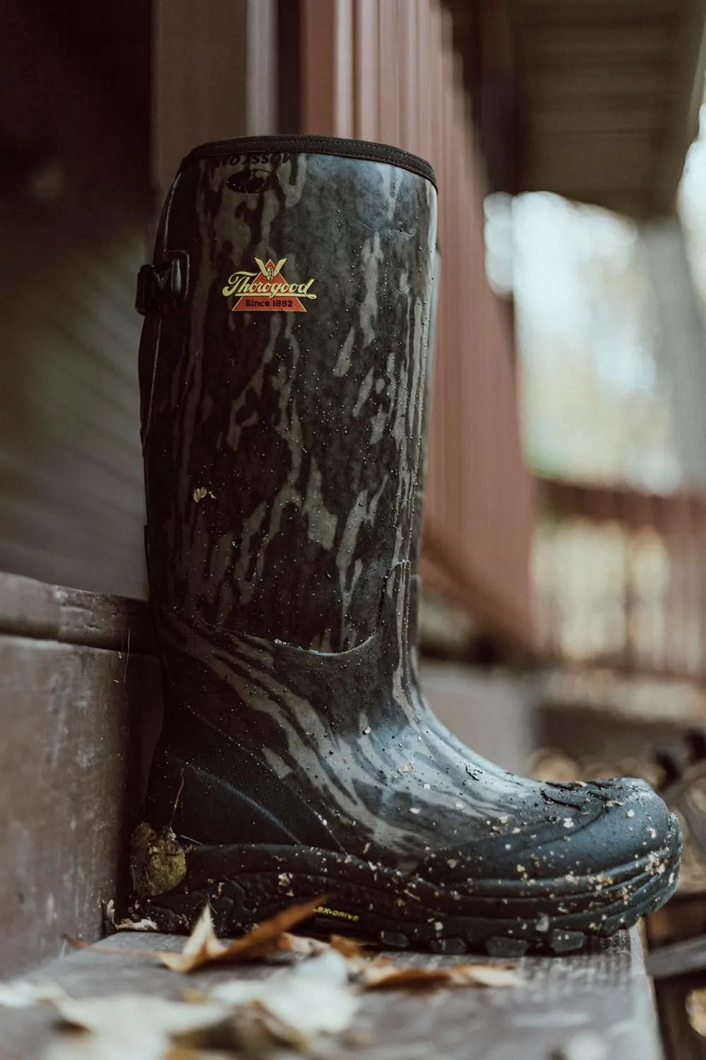 Thorogood Infinity FD 17” Waterproof Rubber Hunting Boots for Men - Mossy Oak Bottomland Camo Neoprene with Moisture-Wicking Lining and Self-Cleaning Traction Outsole
