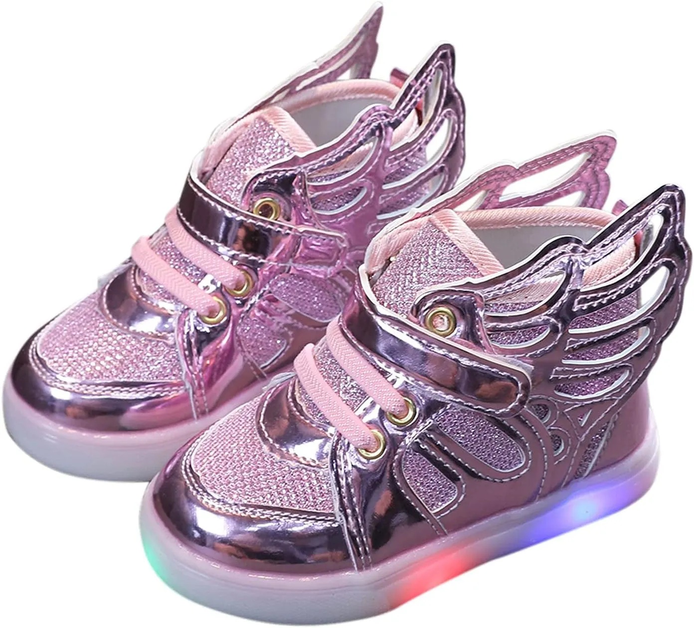 Toddler Girls Light Up Sequins Running Shoes Slip On Flashing Casual Shoes Girls High Top Sneakers Boys School Shoes