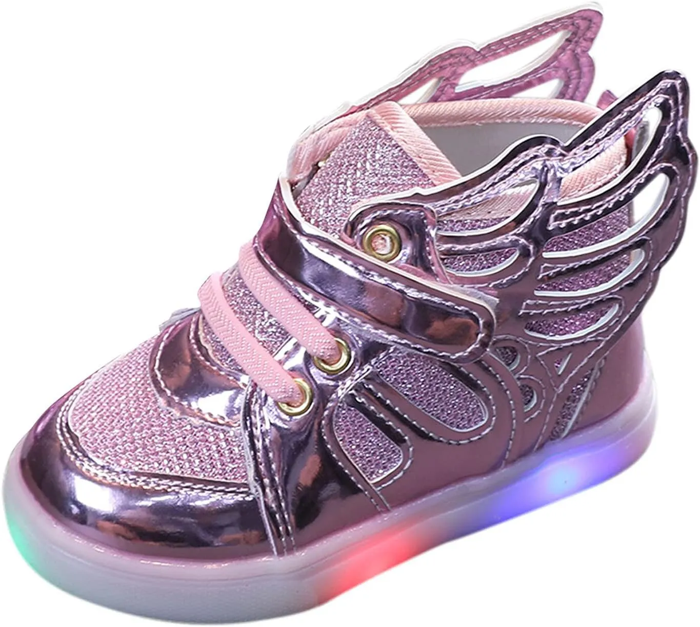Toddler Girls Light Up Sequins Running Shoes Slip On Flashing Casual Shoes Girls High Top Sneakers Boys School Shoes