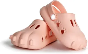 Toddler/Kids Unisex Slide-On Clogs. Easy Sandal Slides with Backstrap Perfect for Dinosaur, Dog, Dino and Monster Halloween Costume or Beach, Gift or Play. Cute Stomp Track Print Bottoms