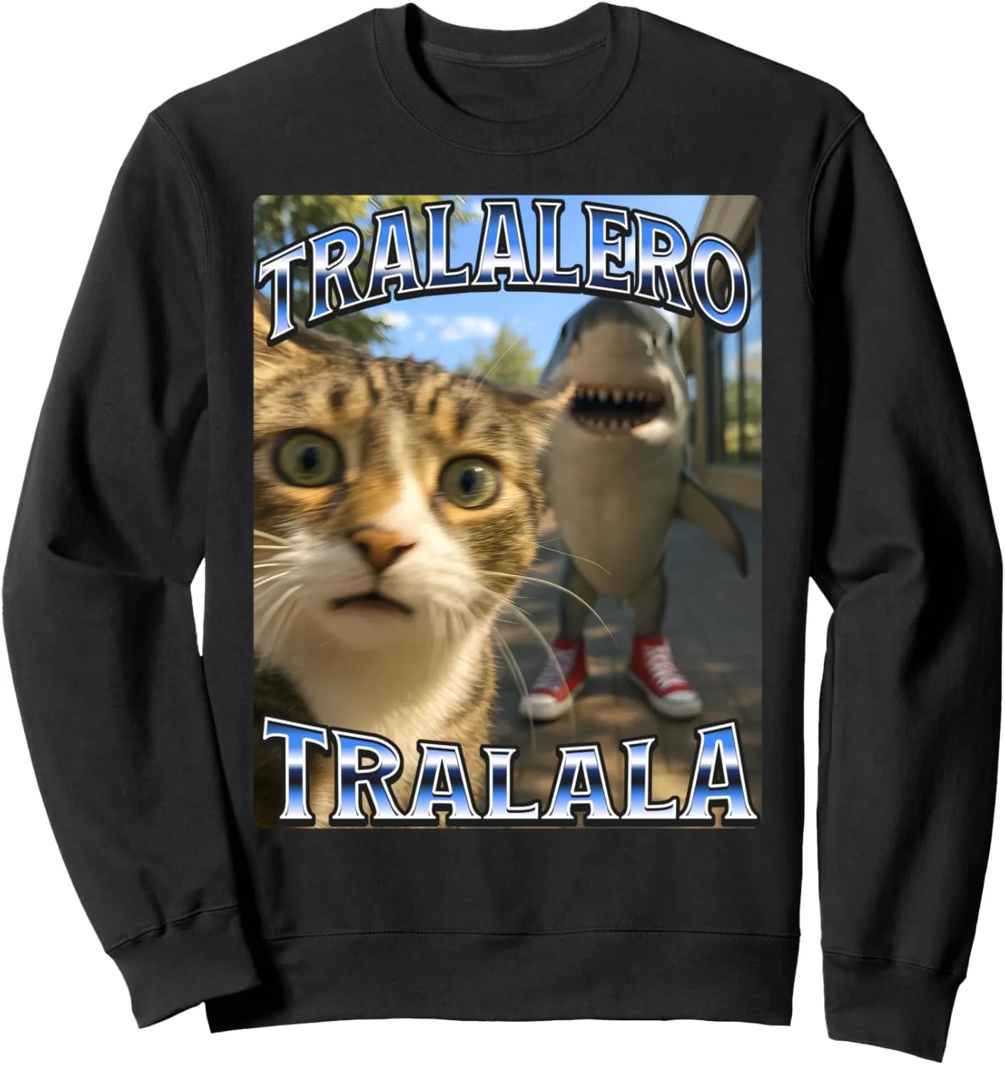 Tralalero Tralala Brainrot Meme Shark Sneakers Cat Selfie Sweatshirt