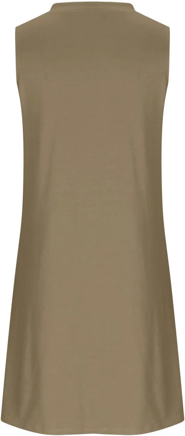 Trendy 2025 Spring Summer Dresses for Women Fashion Floral Printed Sleeveless Round Neck Pleat A-Line Beach Dress
