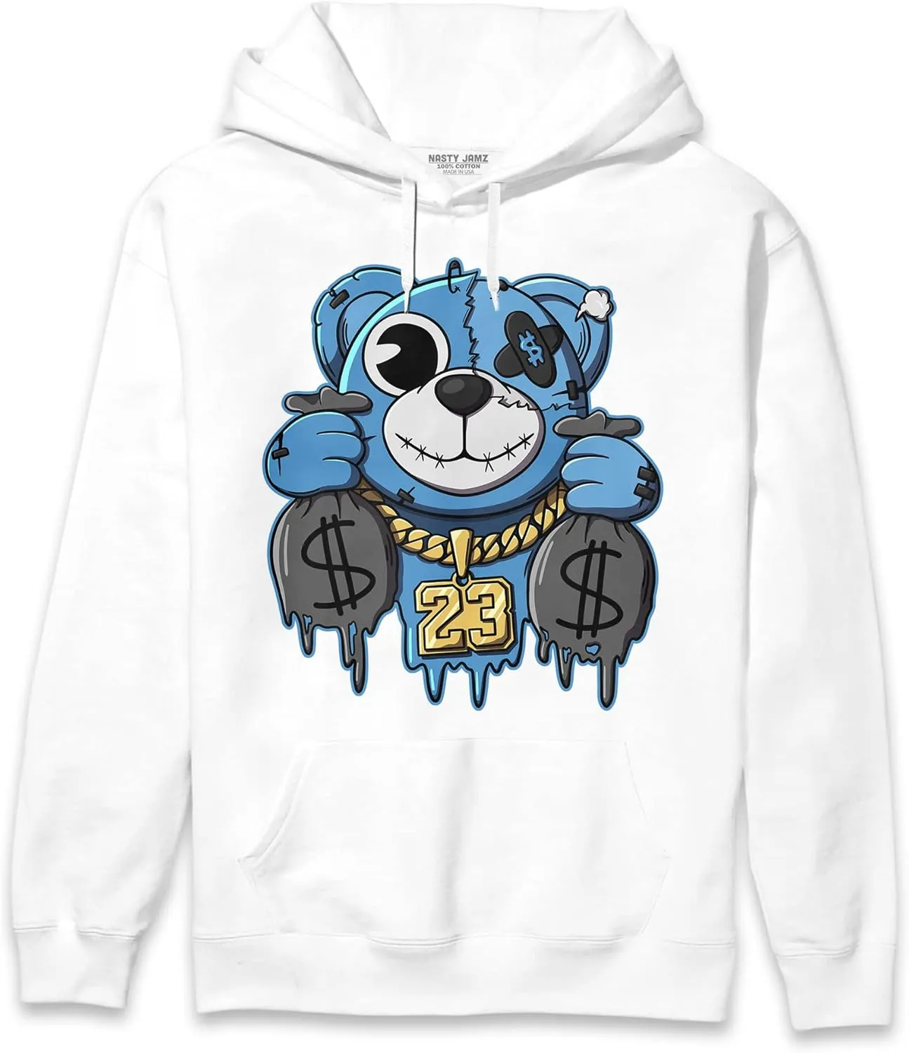 Unisex Hoodie Matching AJ 13s Black University Blue (Ber 23 Money)