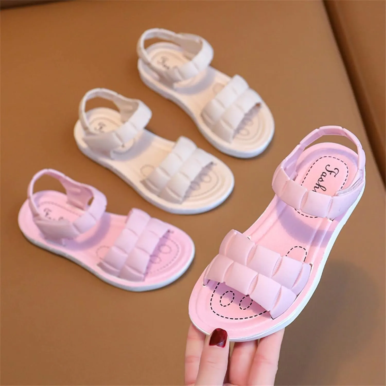 Unisex Kids Summer Sandals Baby Comfort Anti-Slip Open Toe Adjustable Walking Beach Shower Shoes for Boys Girls