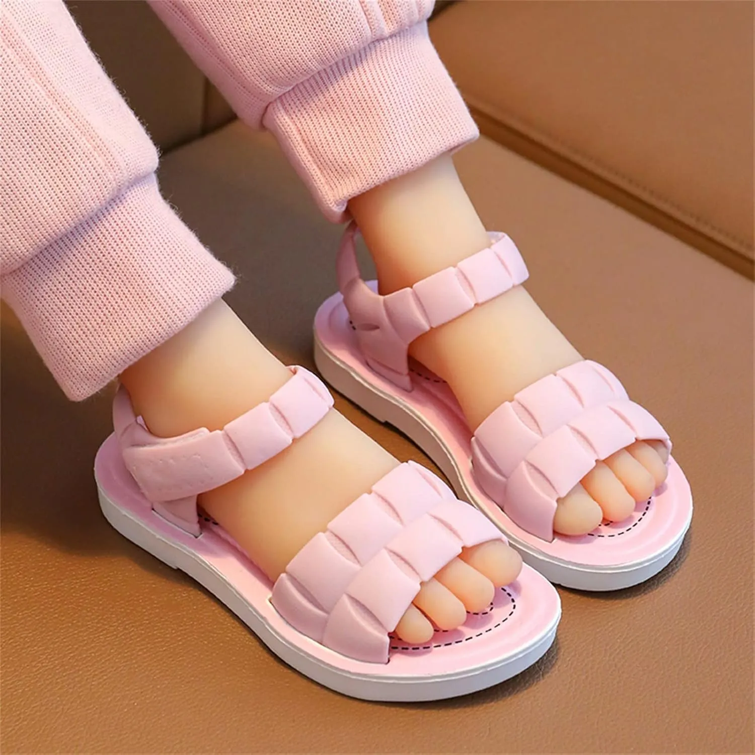 Unisex Kids Summer Sandals Baby Comfort Anti-Slip Open Toe Adjustable Walking Beach Shower Shoes for Boys Girls