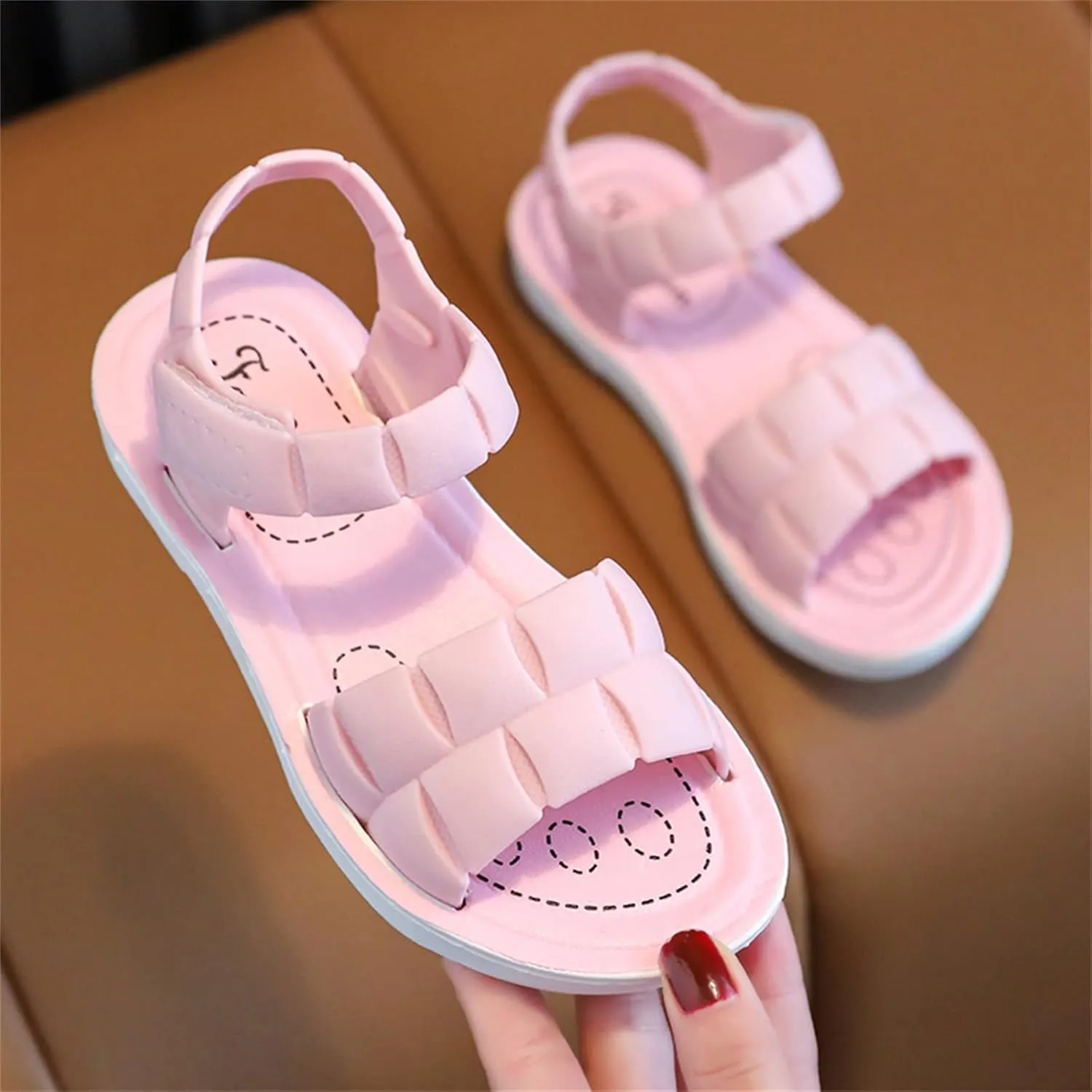 Unisex Kids Summer Sandals Baby Comfort Anti-Slip Open Toe Adjustable Walking Beach Shower Shoes for Boys Girls