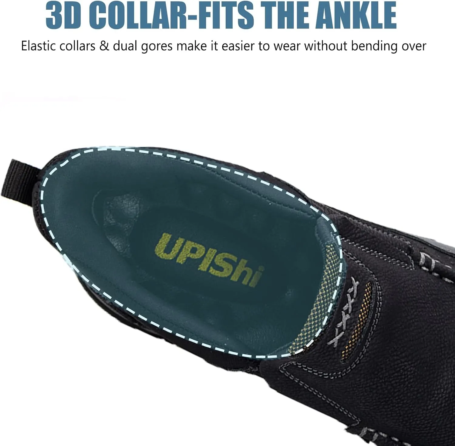 UPIShi Men's Hands Free Slip On Walking Leather Loafers Slip-ins Work Office Dress Casual Outdoor Lightweight Cushioning Shoes
