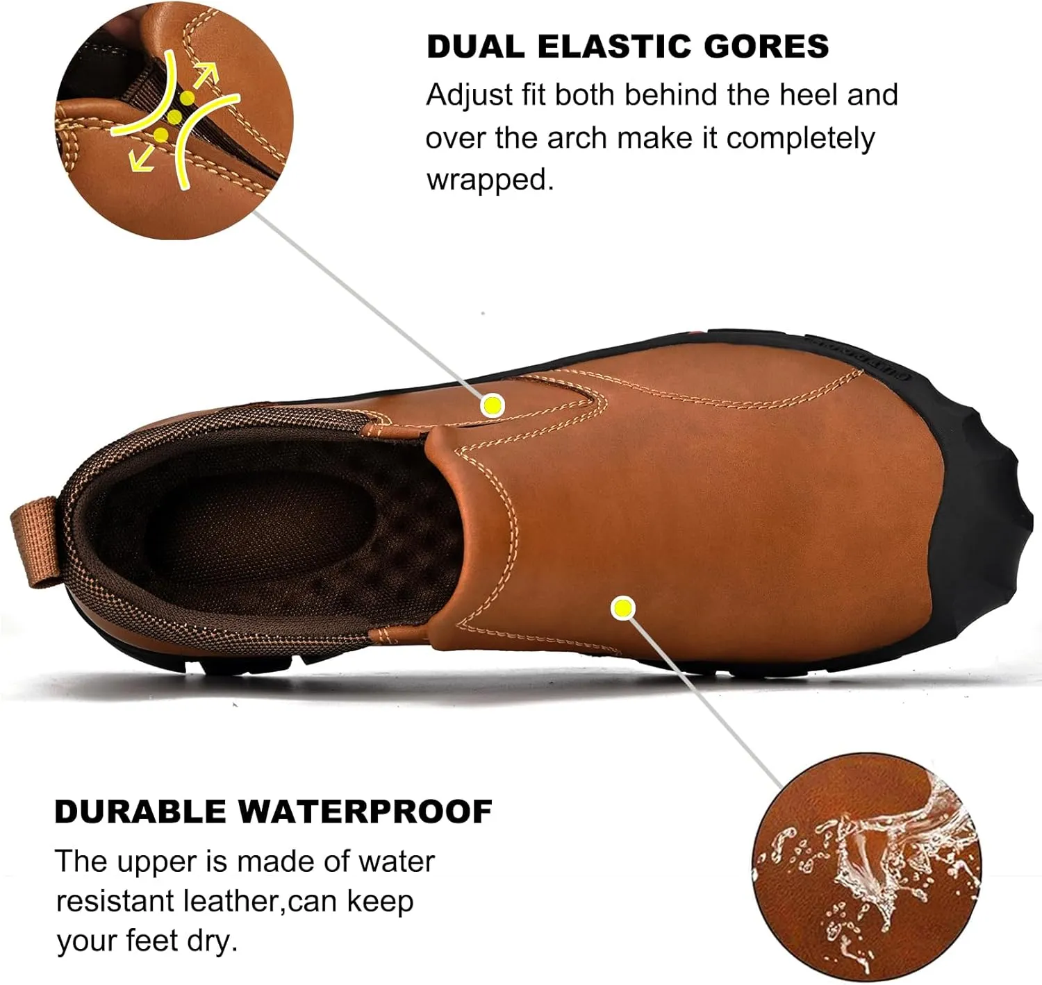 UPIShi Men's Waterproof Slip On Leather Hiking Outdoor Walking Casual Loafers Work Shoes